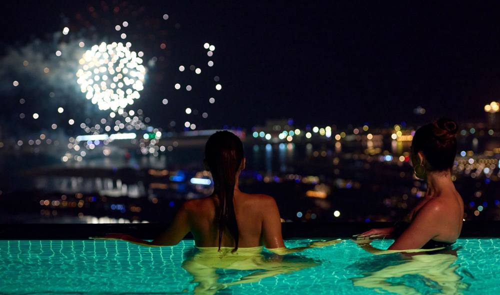 Night view from pool