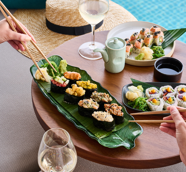 Luxury poolside food